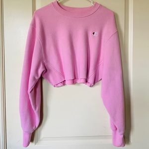 Champion Reverse Weave Orchid Pink Crop Sweatshirt